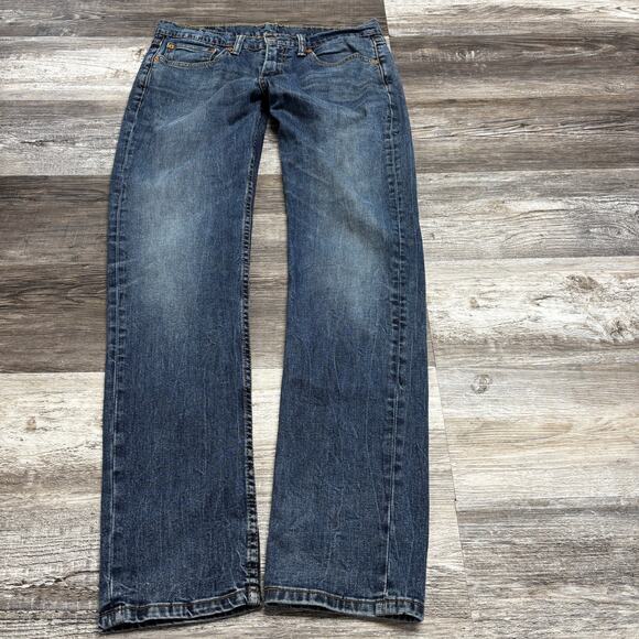 Levis 511‎ Faded Dark Wash Blue Mens 33x32 Slim Fit Denim Jeans Red Tab Casual - Picture 1 of 11